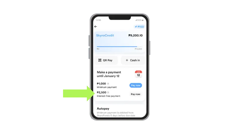 SkyroCredit interest-free payment on your bill